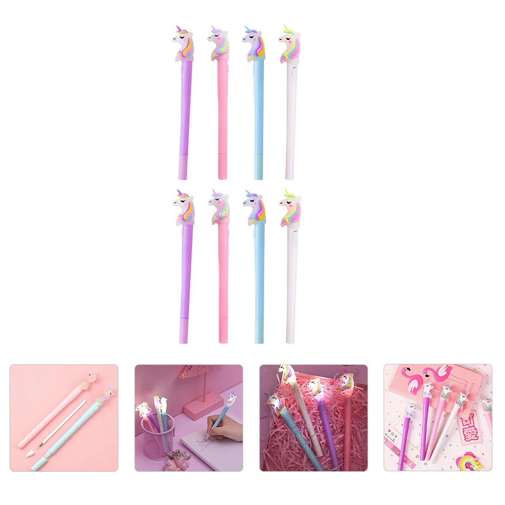 

8 Pcs Light Pen Designed Glowing Writing Ink Students Stationery Gel Brush Signature Christmas Cartoon Pens