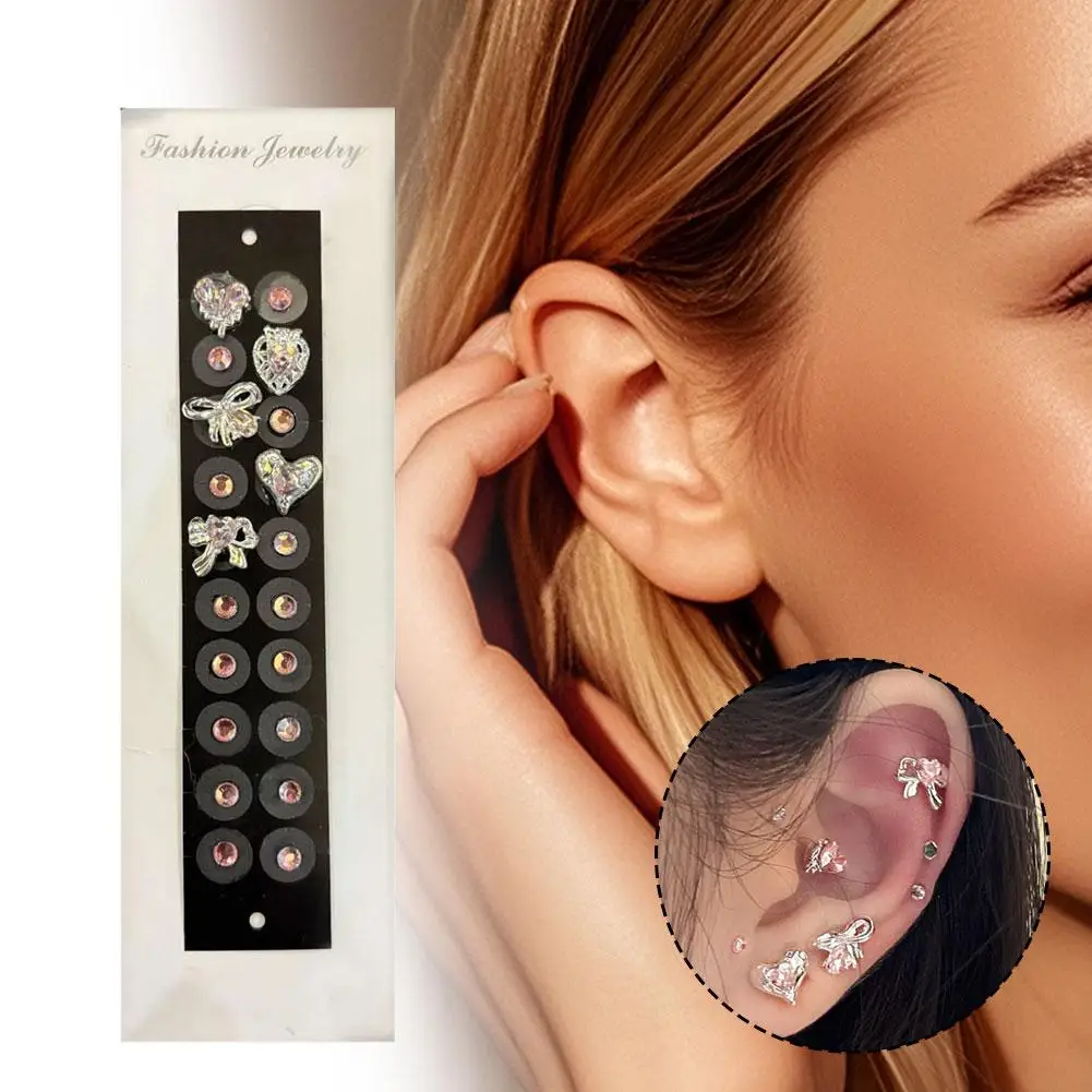 

20 шт./лист, одноразовые блестящие наклейки-гвоздики для ушей, модные стразы-гвоздики для ушей ﻿ Пластырь для массажа сердца G4C8