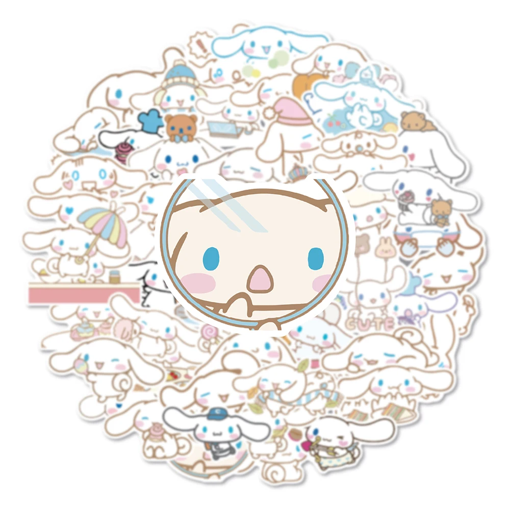 10/30/50PCS Sanrio Cute Cinnamoroll Stickers Cartoon Kids DIY Funny Decals Gift Toy DIY Suitcase Phone Skateboard Fridge Helmet