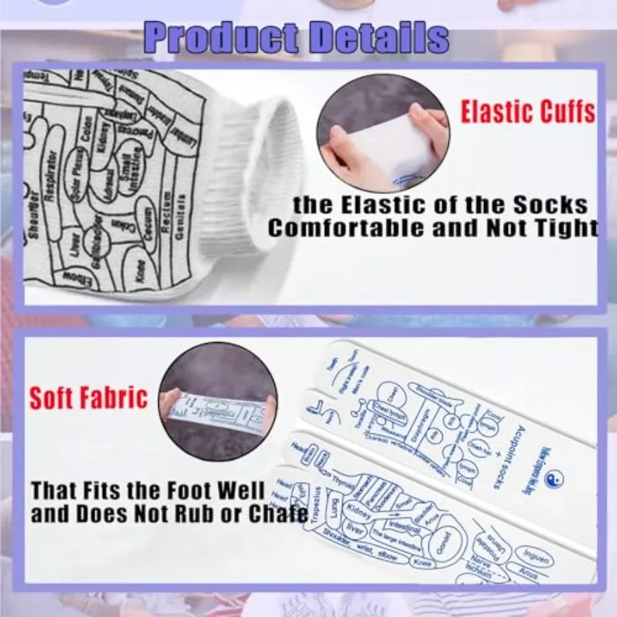 Reflexology Socks with Gloves Tools Set for Foot Massage Therapy at Home or Office Includes 4pc Trigger Point Massage Tools Des