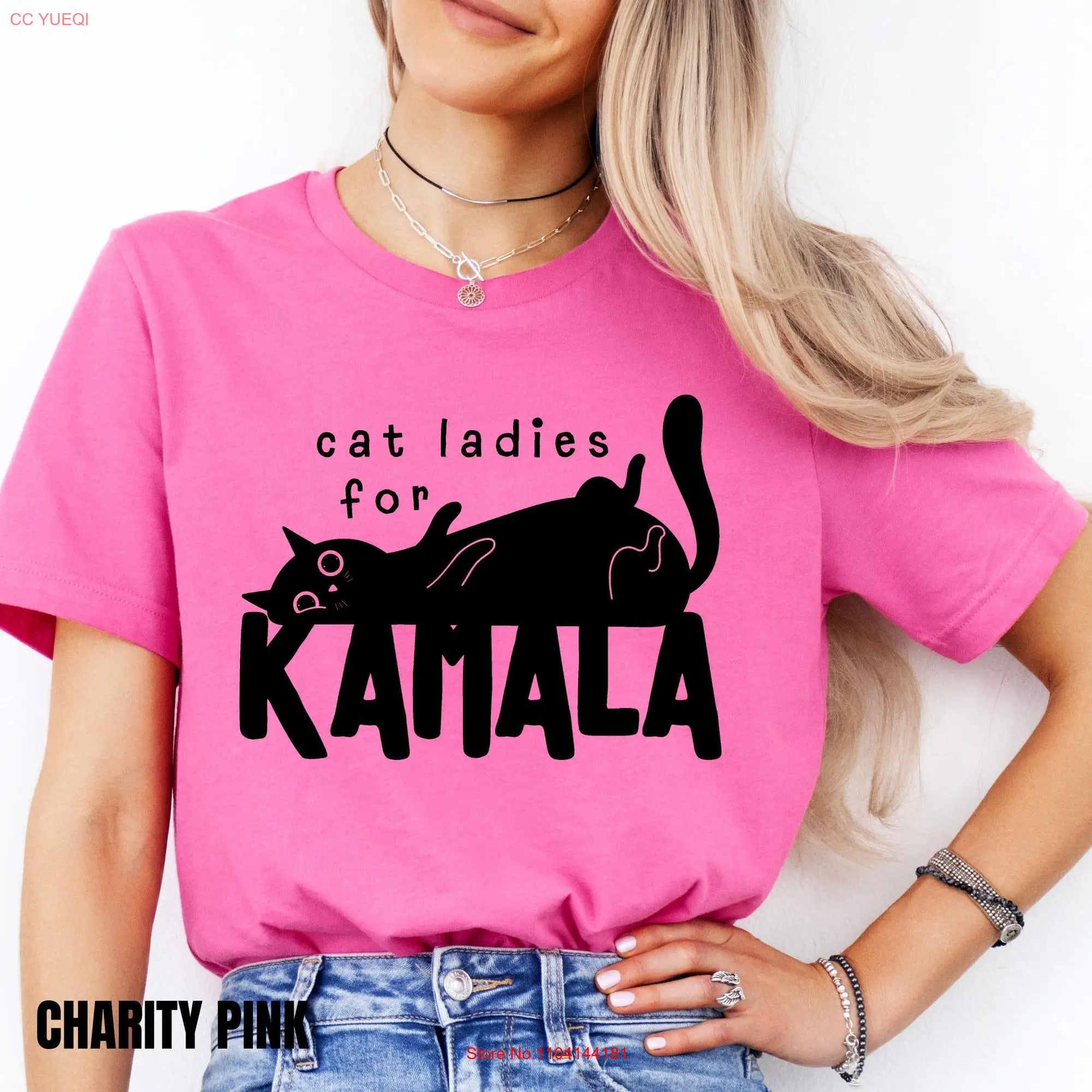 Cat Ladies For Kamala T Shirt Harris 2024 PresidenT Lady Vote Childless Democrat long or short sleeves