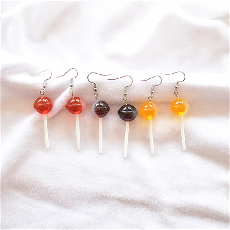 Korean Women Resin Lollipop Drop Earrings Cute Girls Hanging Dangle Earrings Trendy Funny Eardrop Ear Jewelry Gift 2023 New