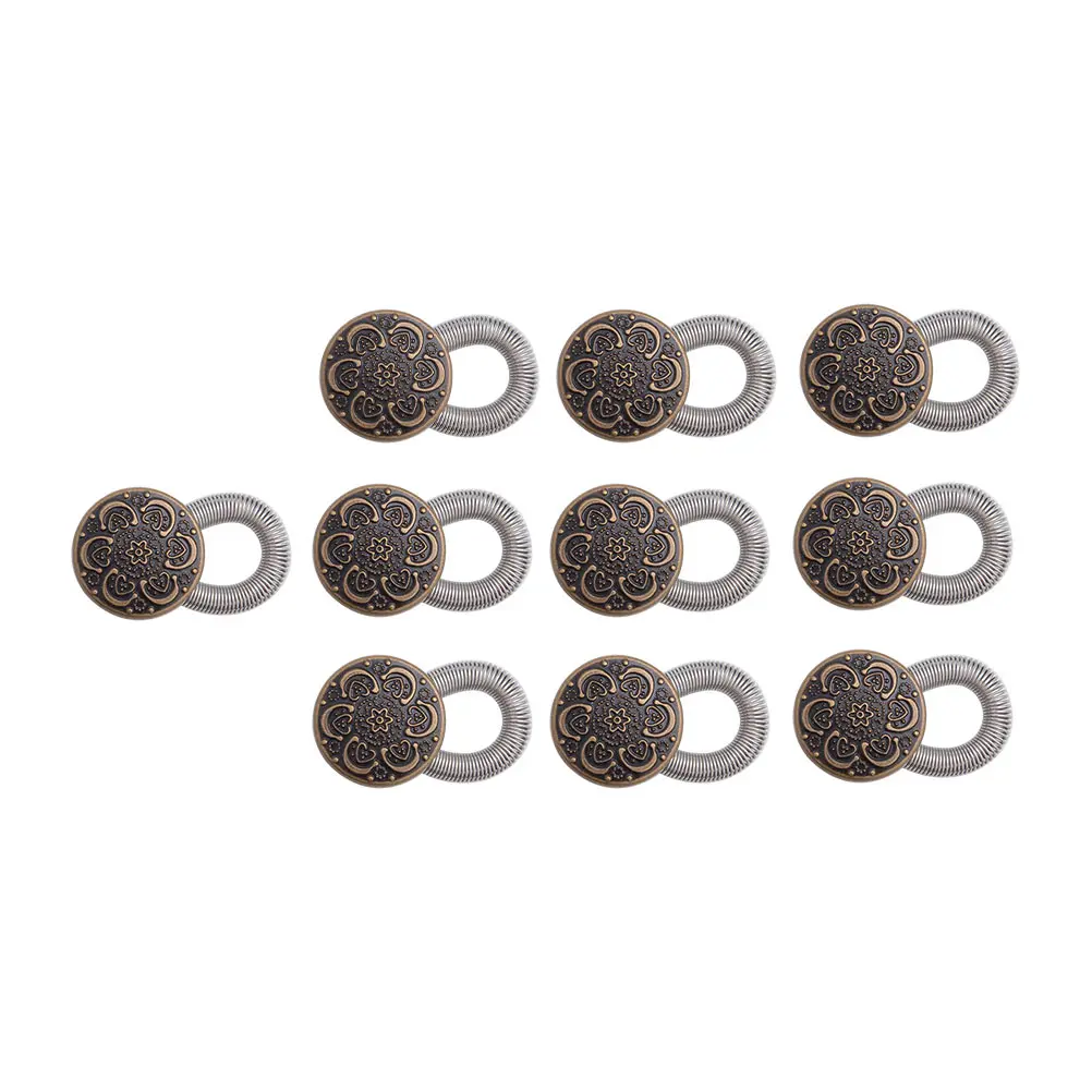 

10 Pcs Trousers for Men Spring Waist-extended Button Waistband Extender Metal Adjustable Jeans Pants Stretch Men's