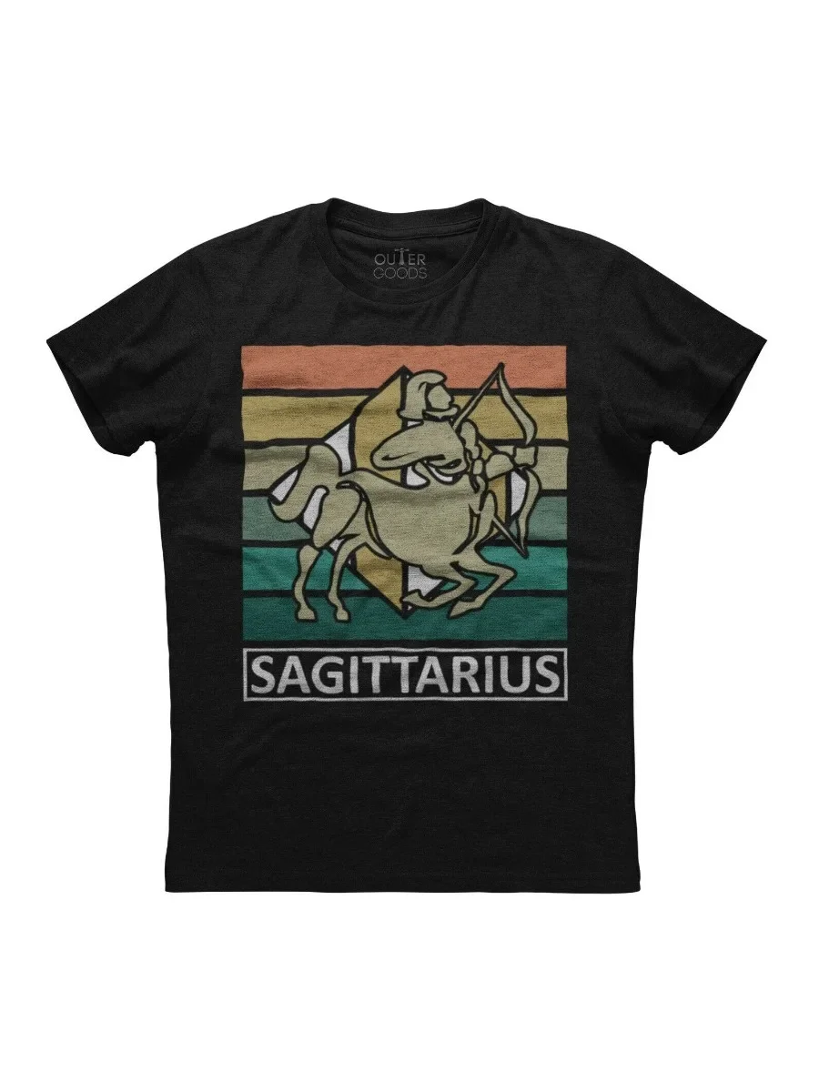 Vintage Sagittarius Zodiac Sign Birthday Gift T-Shirt 100% Cotton O-Neck Short Sleeve Summer Casual Mens T-shirt Streetwear
