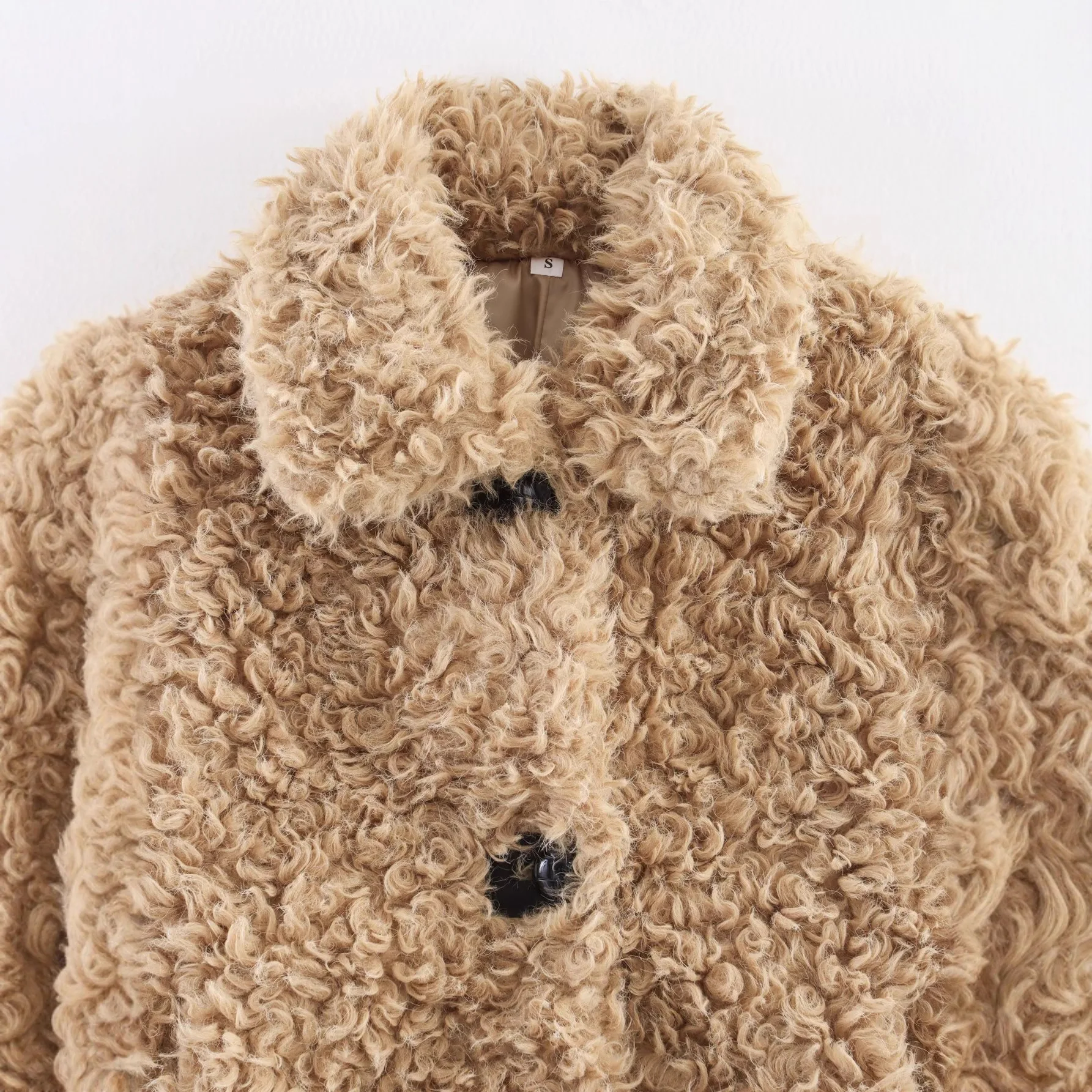 Senhora eco jaqueta de pele térmica integrada pele outwear para o inverno feminino encaracolado casaco de pele do falso lapela único breasted