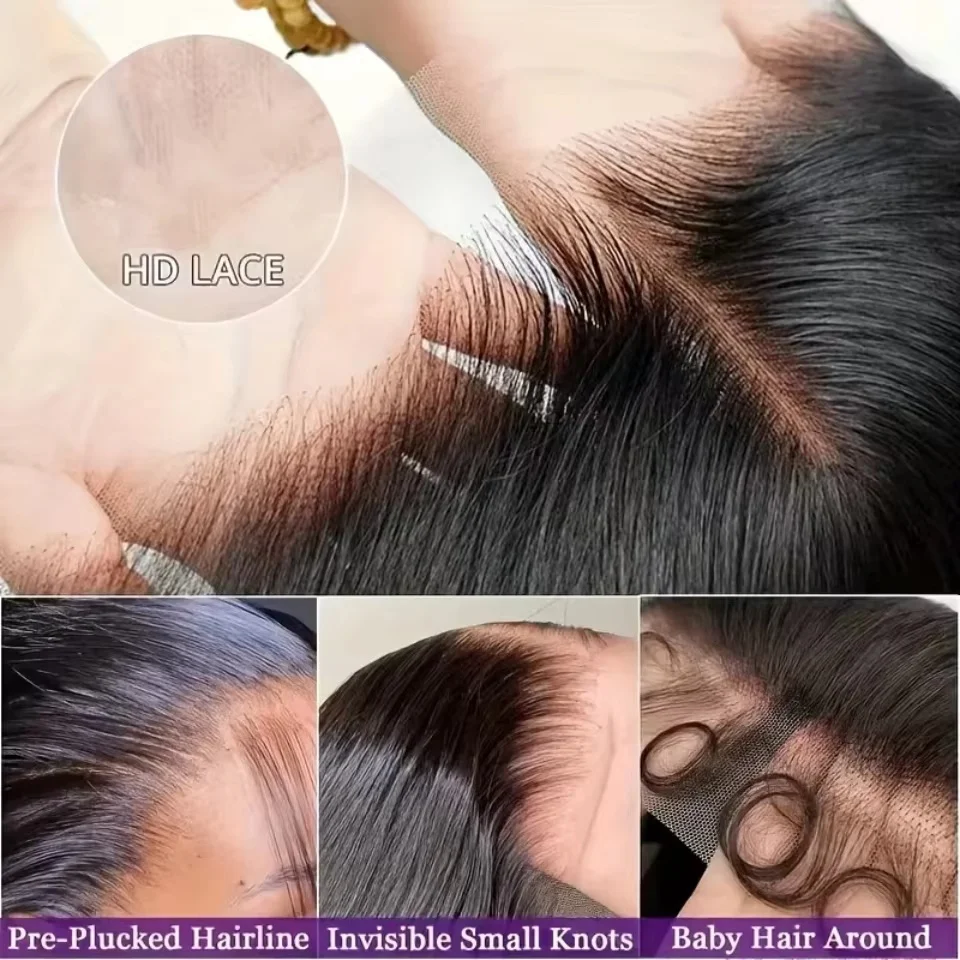 13x6 Lace Front Wigs Human Hair for Women 200 Density 13x6 HD Transparent Lace Front Wigs Human Hair Pre Plucked Straight Glueless Lace Frontal Wigs Natural Black