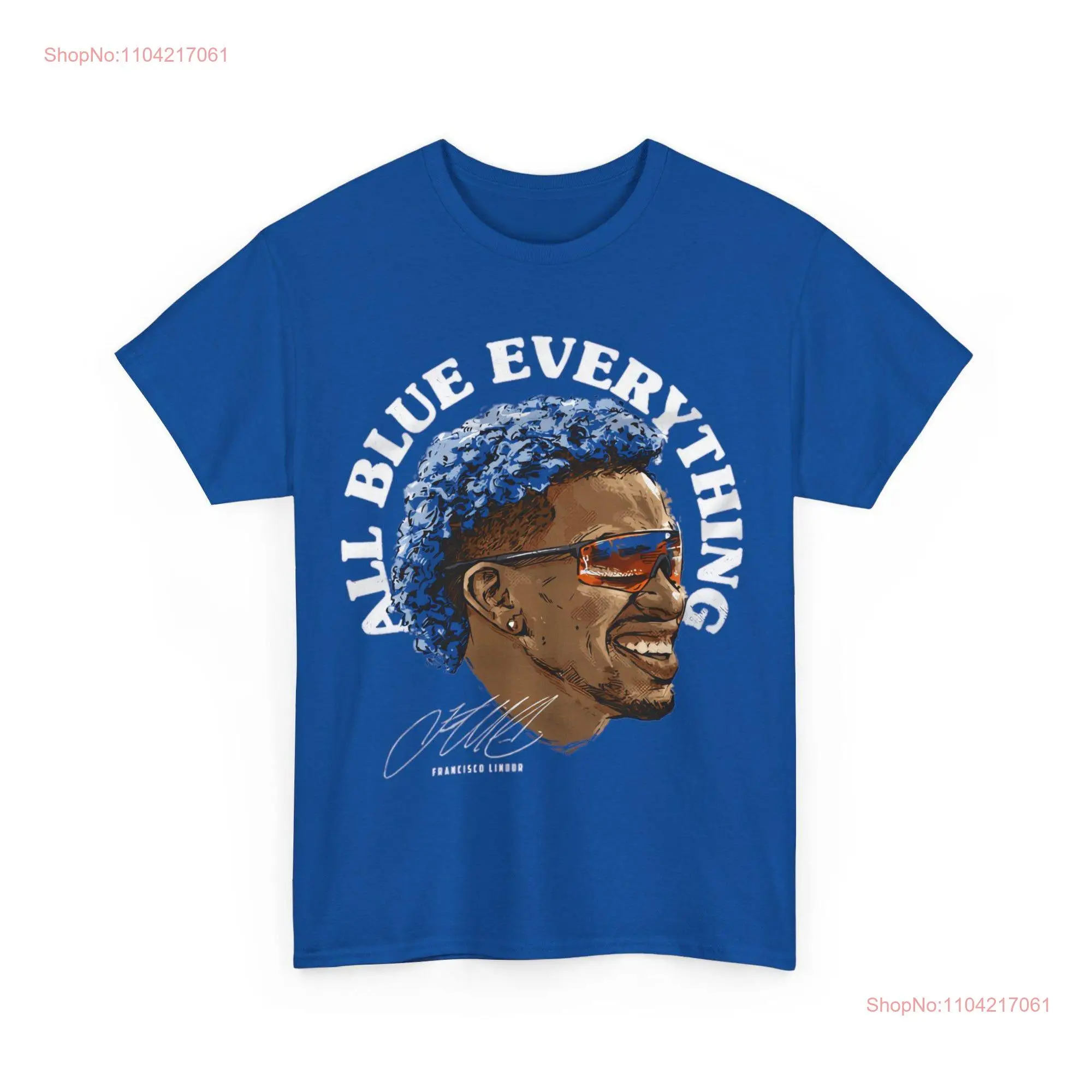 Francisco Lindor Everything Blue NY Mets T Shirt Face Design Heavy Cotton long or short sleeves