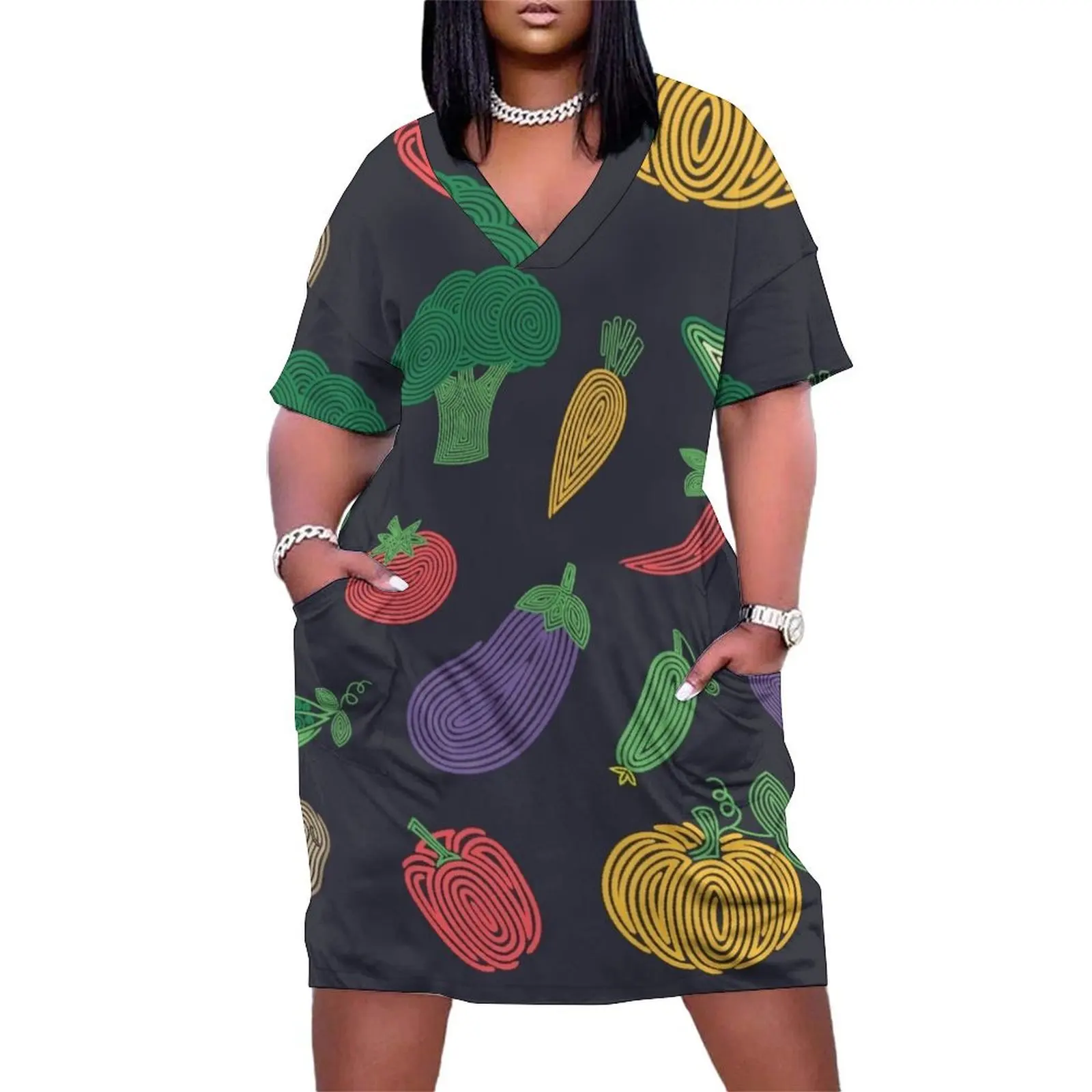 

Hypno veggies Loose Pocket Dress evening dresses ladies long dresses for women