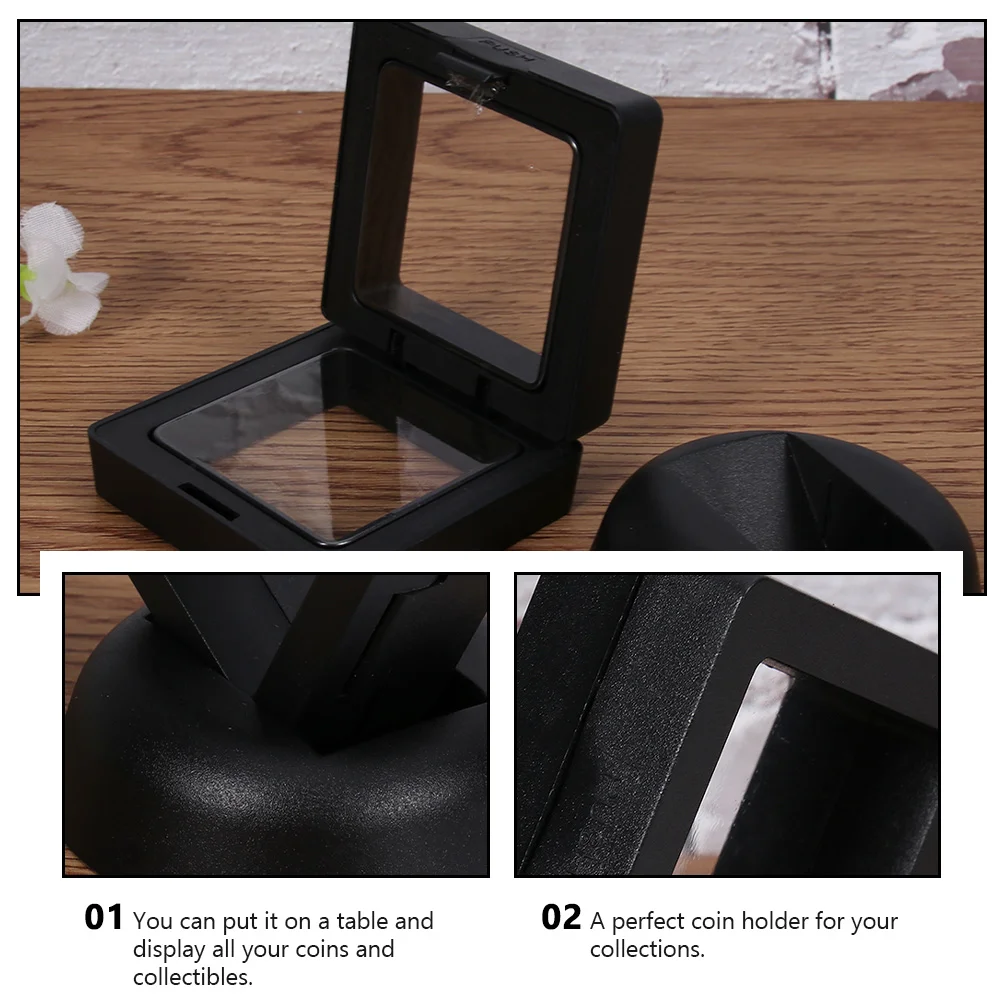 5pcs Commemorative Coin Display Case Square Premium Pp Material Tabletop Holder For Awards Coins Memorabilia Gift