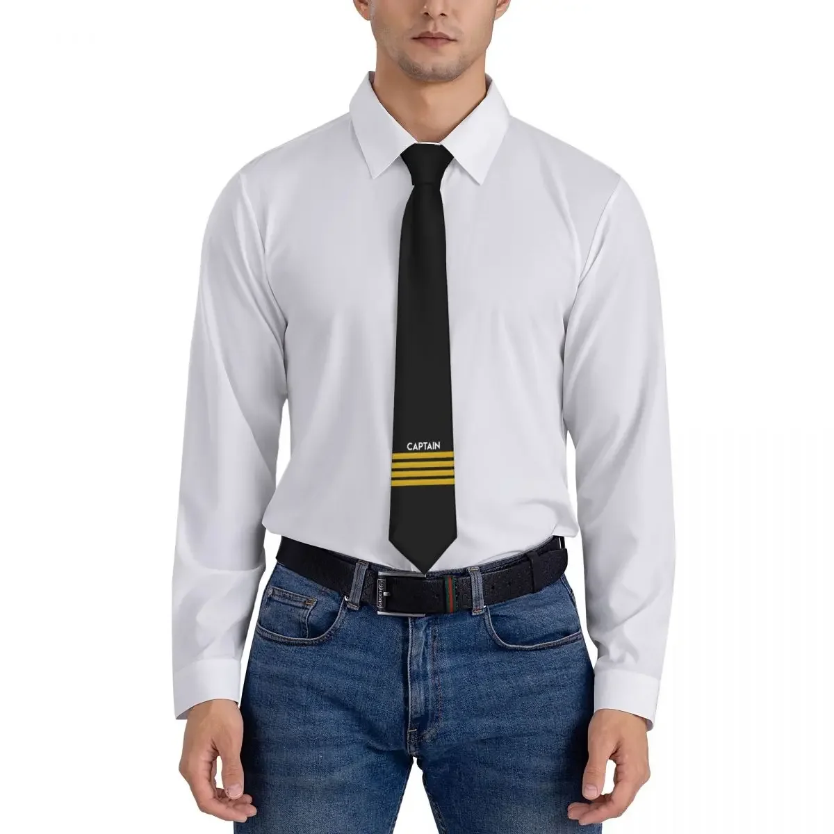カスタムキャプテンストライプ肩章ネクタイ男性プリントネクタイ航空飛行機パイロット用ウェディングパーティーメンズシルクネクタイ
