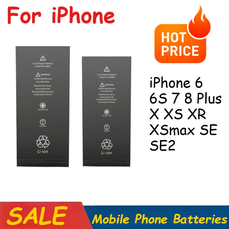 

New High-Capacity Zero Cycle Battery For iPhone 6 6S 7 8 Plus X XS XR XSmax SE SE2 Mobile Phone Batteries