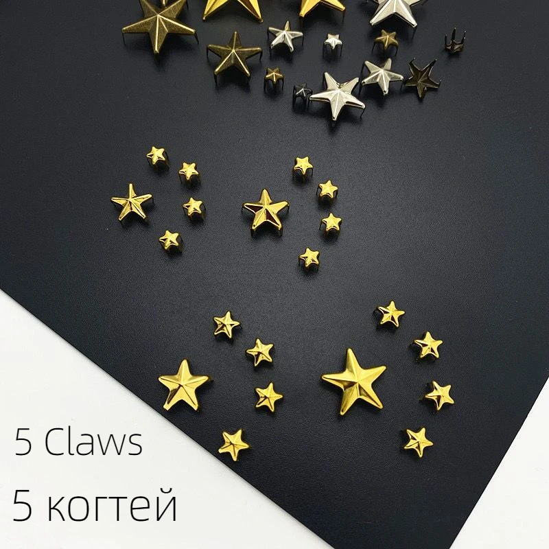 Handmade Metal Star Rebites, Acessórios Estilo Punk, Botões, Roupas DIY, Sapatos, Bolsas, 5mm, 7mm, 10mm, 12mm, 15mm, 20mm, 50Pcs