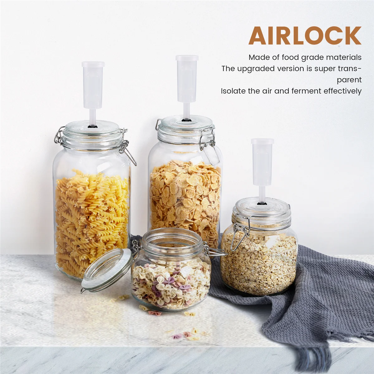 Kit coperchi di fermentazione, Airlock per serrature ad aria di fermentazione con occhielli neri bolla Airlock per birra e vino, barattolo