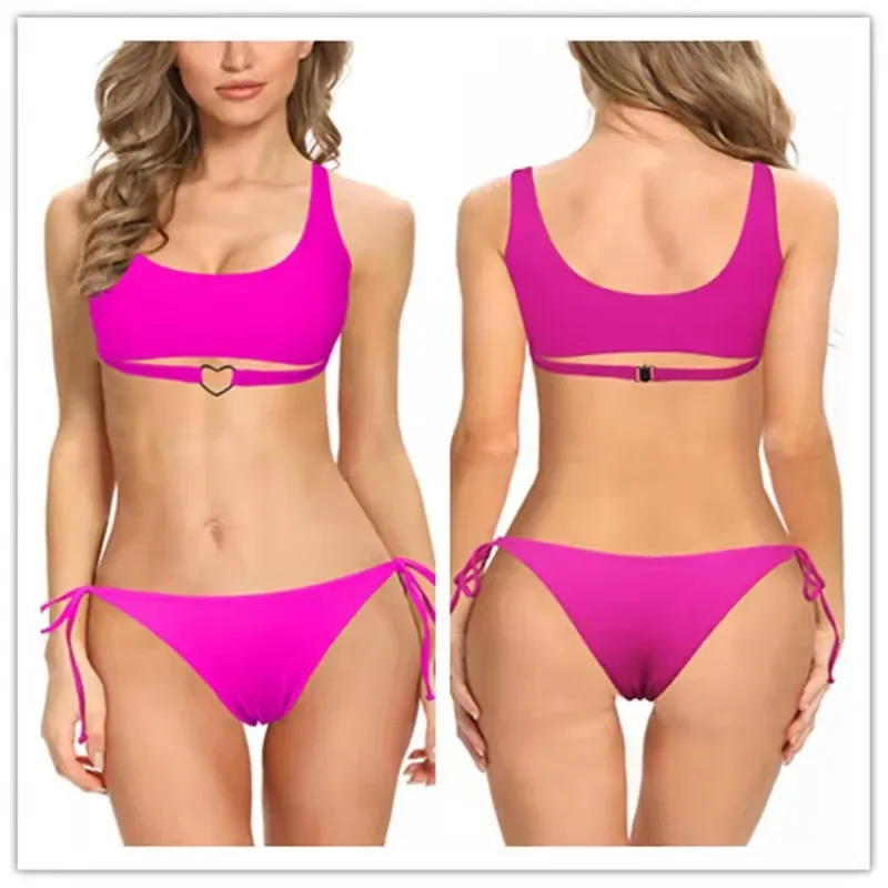 

Push Up Bikini Sexy Swimwear Women's 2022 Bikini Beachwear Solid Color Swimwear Bandage Swimwear Thong Bikini Set Folded