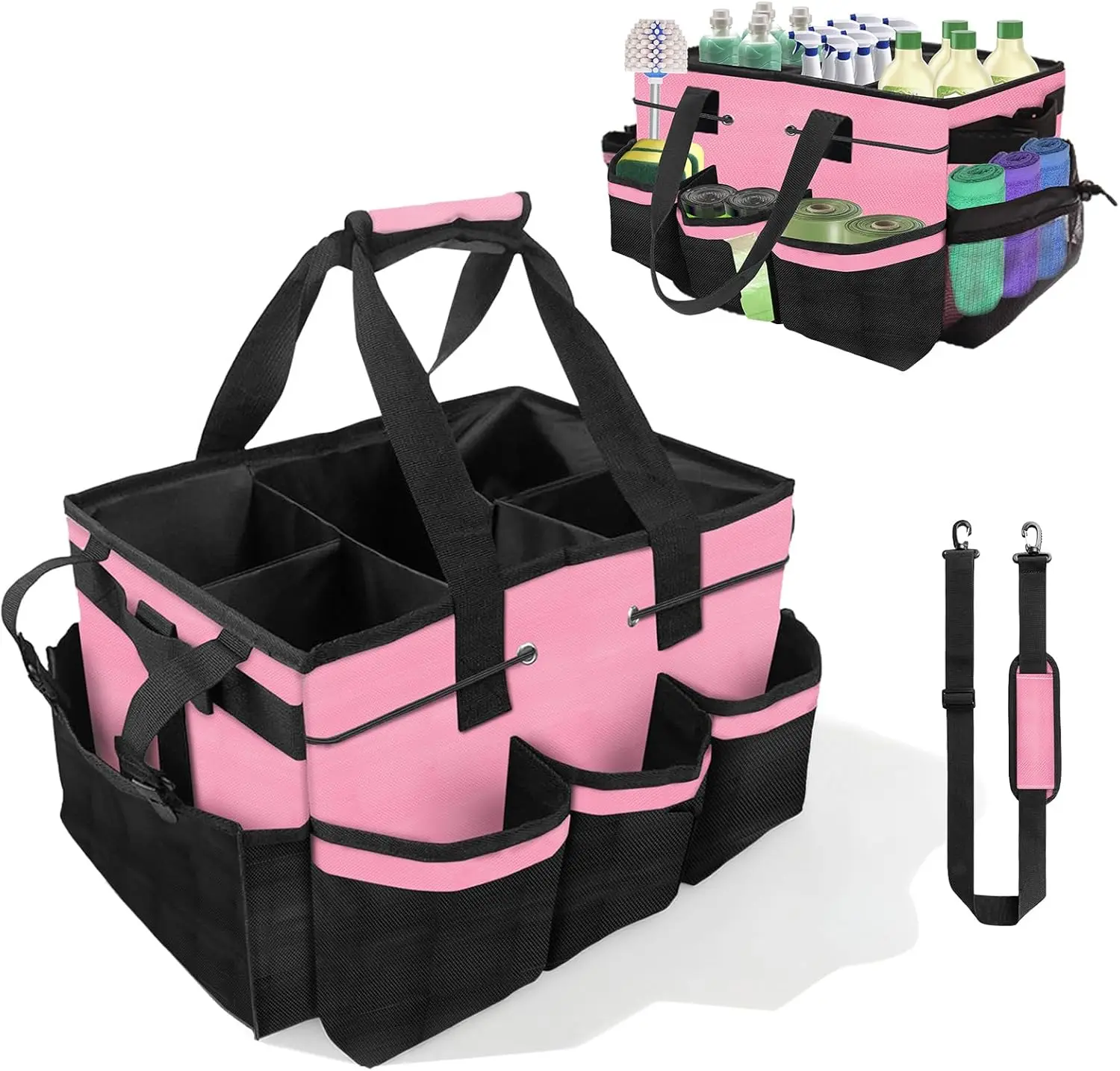 

Large Cleaning Caddy Bags, Caddy for Supplies, Caddy Organizer with Handle & Adjustable Shoulder, Cleaning sto
