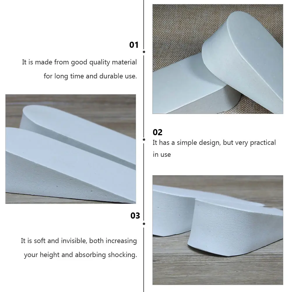 

4 Pairs Height Increasing Insoles Invisible Froth Booster Unisex Heel Cushions Shock Absorbing Fit Most Shoes Sneakers Boots