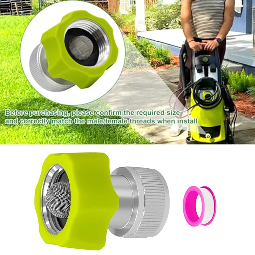 3/4 Inch Male to Female Garden Hose Adapter for SPX Pressure Washers with Built-in Screen Filter to Prevent Debris Entry