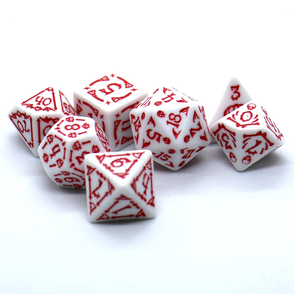 Set Dadu Permainan Papan Pola Halloween Relief 7 Buah, Dadu Permainan DND