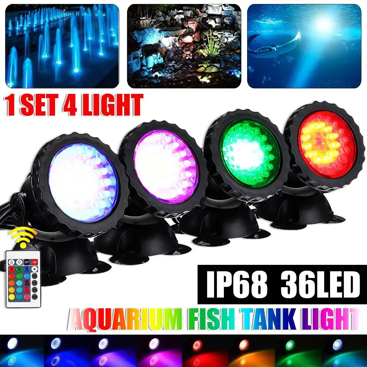 1 set 1/2/4 light LED fountain Lamp RGB Underwater Swimming Pool light 7Types 100-240V Pond Decorative Lighting EU plug