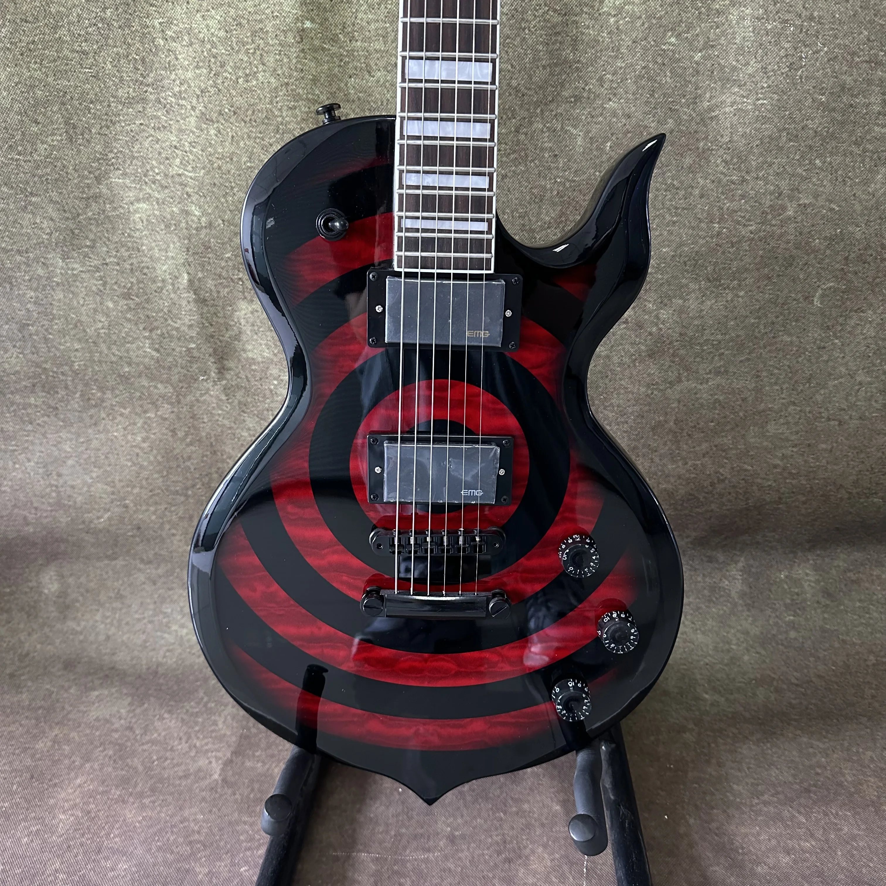 Wylde Audio Odin Grail Electric Guitar Redrum Bullseye Circle Pattern Top 6 String Rosewood Fingerboard