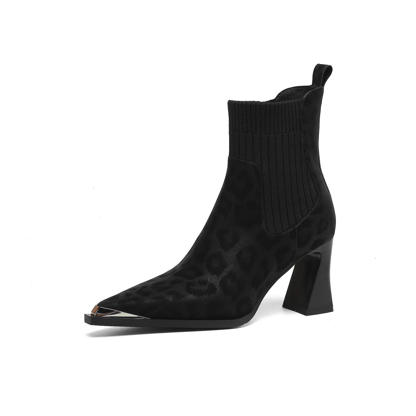 Handmade Genuine Leather Womens Shoes Ankle boots Pointed Toe winter woman boots,knight boots,Modern Booties leopard High Heels