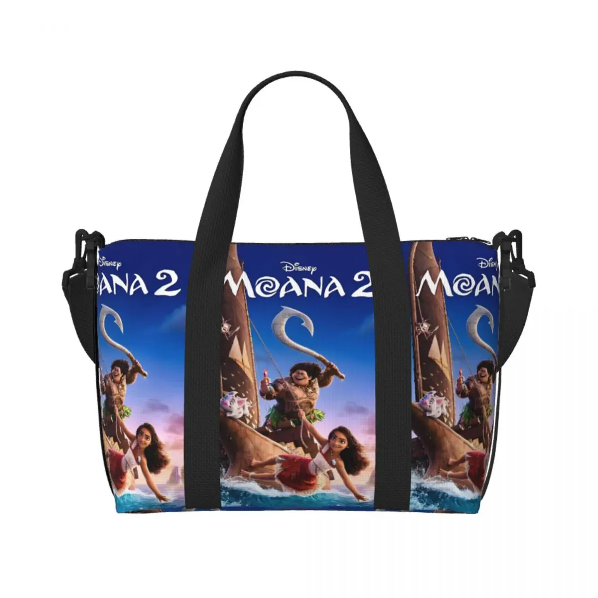 

Женская большая сумка Moana на заказ, большая вместительная модная дорожная сумка на плечо с героями мультфильмов, тренажерный зал, пляжная дорожная сумка