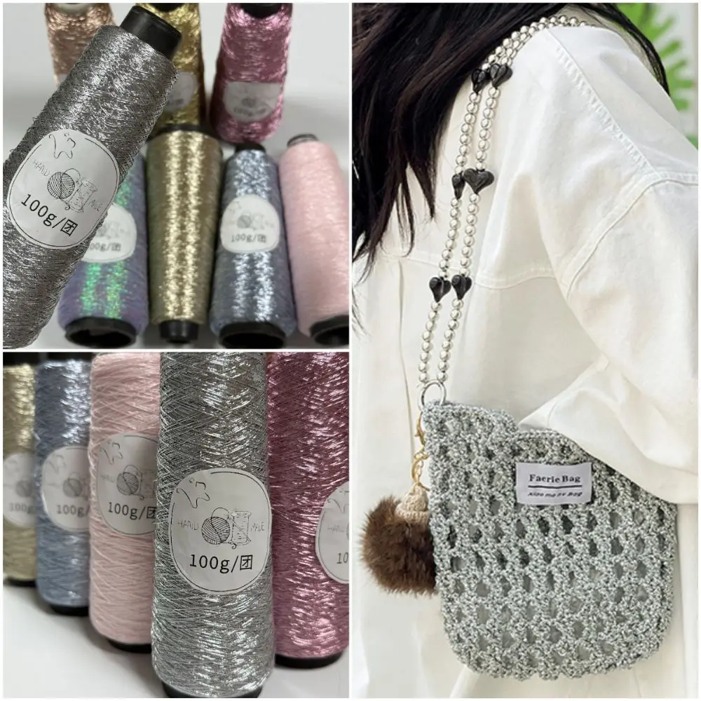 100g/Roll Multicolor Fine Gold Silver Yarn DIY Dia.0.8mm Metallic Color Core-spun Crochet Accessories Hand-woven Supplies