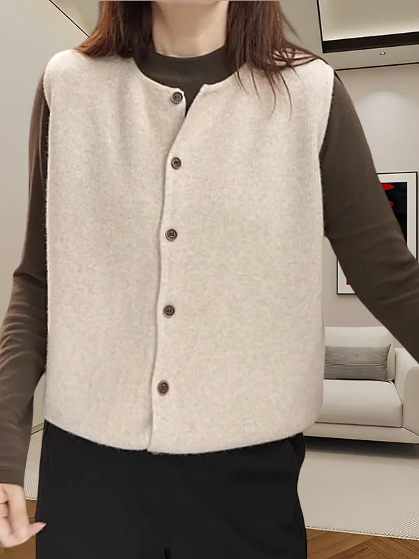 

Женский трикотажный жилет больших размеров с круглым вырезом, новинка весенней коллекции, свободный крой, стройнящий эффект, модный, универсальный, повседневная верхняя одежда