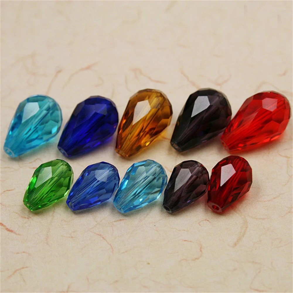 8x11MM/10X15MM 10pcs NiceBeads Water Drop Glass Crystal Beads Colorful For DIY Necklace Bracelat Jewelry Making