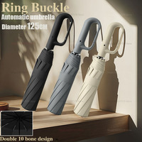 2025 New 10 Bone Fully Automatic Umbrella 125CM Large Size Windproof And Rainproof UV Protection Umbrella Button Handle Designs.