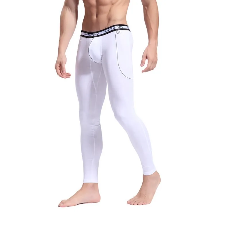 Aquece roupa interior de bambu dos homens longo john meia-calça outono apertado meia-calça ropa interior invierno hombre