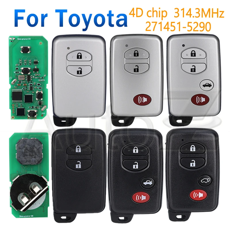 Smart Car Key for Toyota Prius C Prius V 4Runner Venza 2009-2018 314.3MHz 4DChip HYQ14ACX 271451-5290 Auto Remote Key Keyless Go