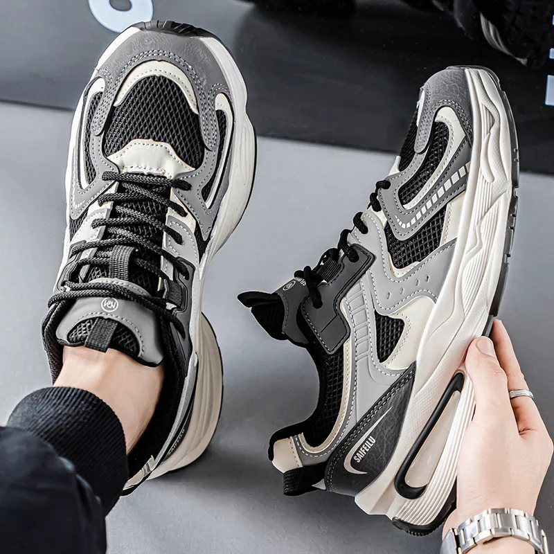 

Thick-soled Height-increasing Men's Color-matched Fashionable Versatile All-season High-quality Original Leather Running Shoes