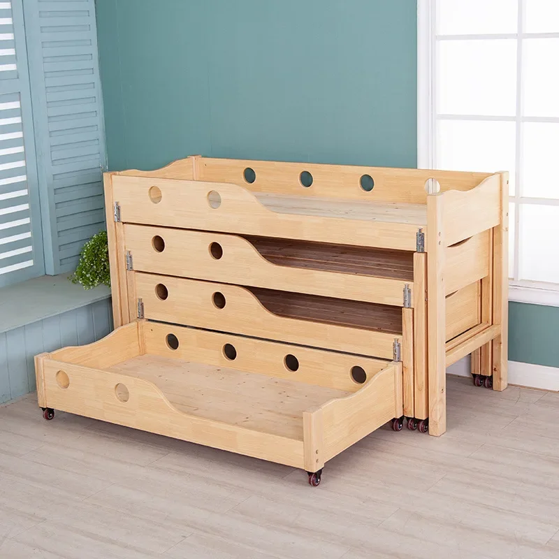 2026 Kindergarten Multi-layer Bed Children's Four-layer Push-pull Bed Early Childhood Education Center Lunch Break Stacking Bunk