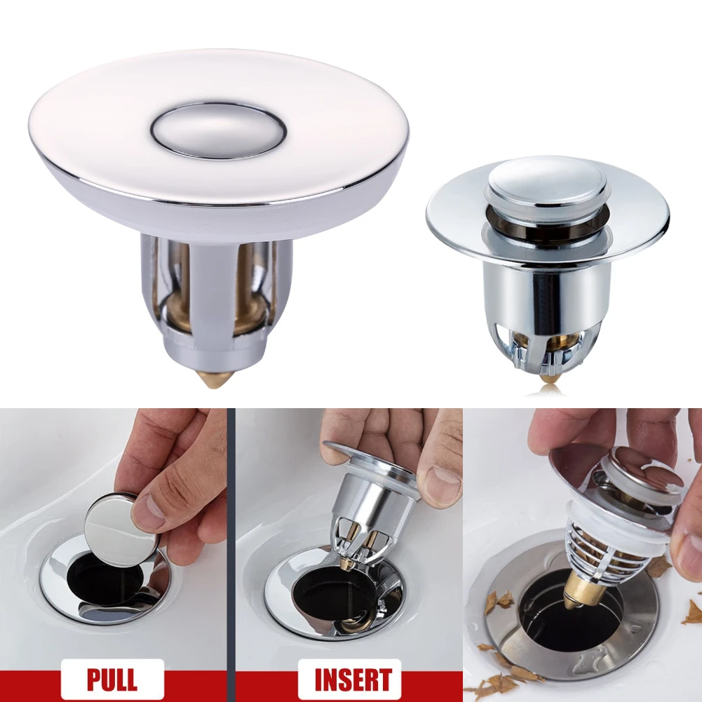 Universal Stainless Steel Bounce Core Basin Drain Filter Hair Catcher Deodorant Bathtub Drain Stopper Kitchen Bathroom Tools