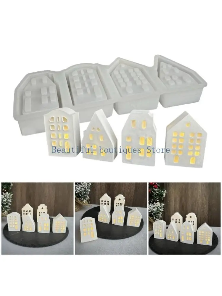 

U4LF атмосфера свет силиконовая форма 4 сетки дом в форме орнамента форма подсвечник гипсовая форма принадлежности для ювелирных