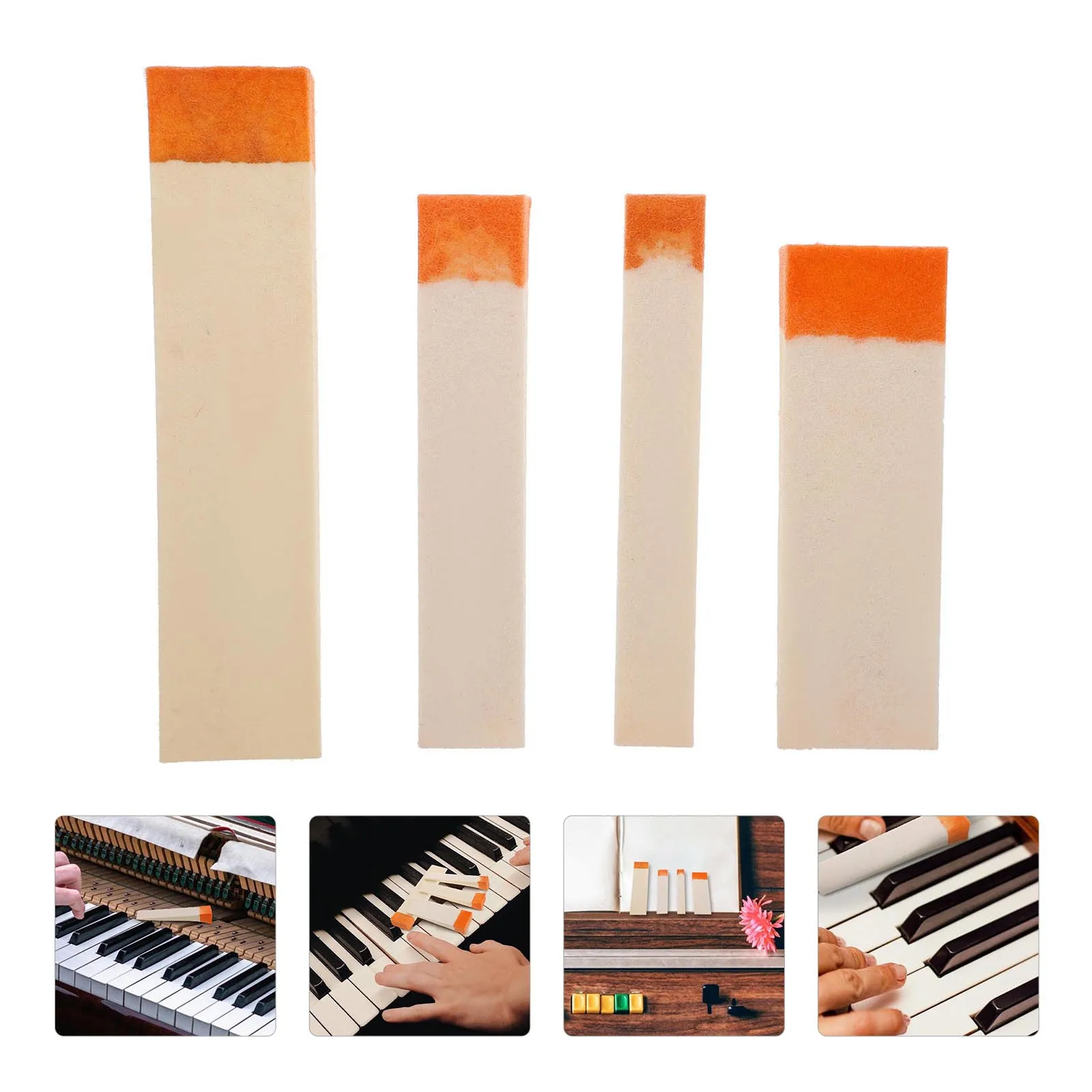 

4pcs Piano Felt Mute Blocks Orange For Tuning Repairing Tools Mute Sticks Mediant Temperament Instruments