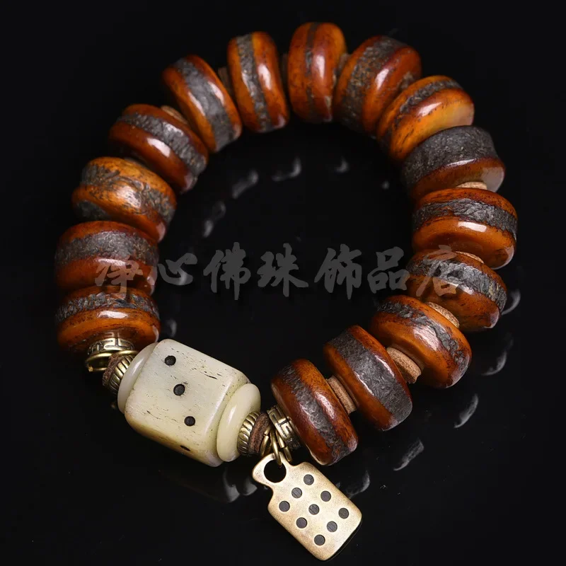 Tibetan Legend Ox Single-Wrap Dice Skull Accessories Collectables-Autograph Rosary Yak Bone Bracelet Me