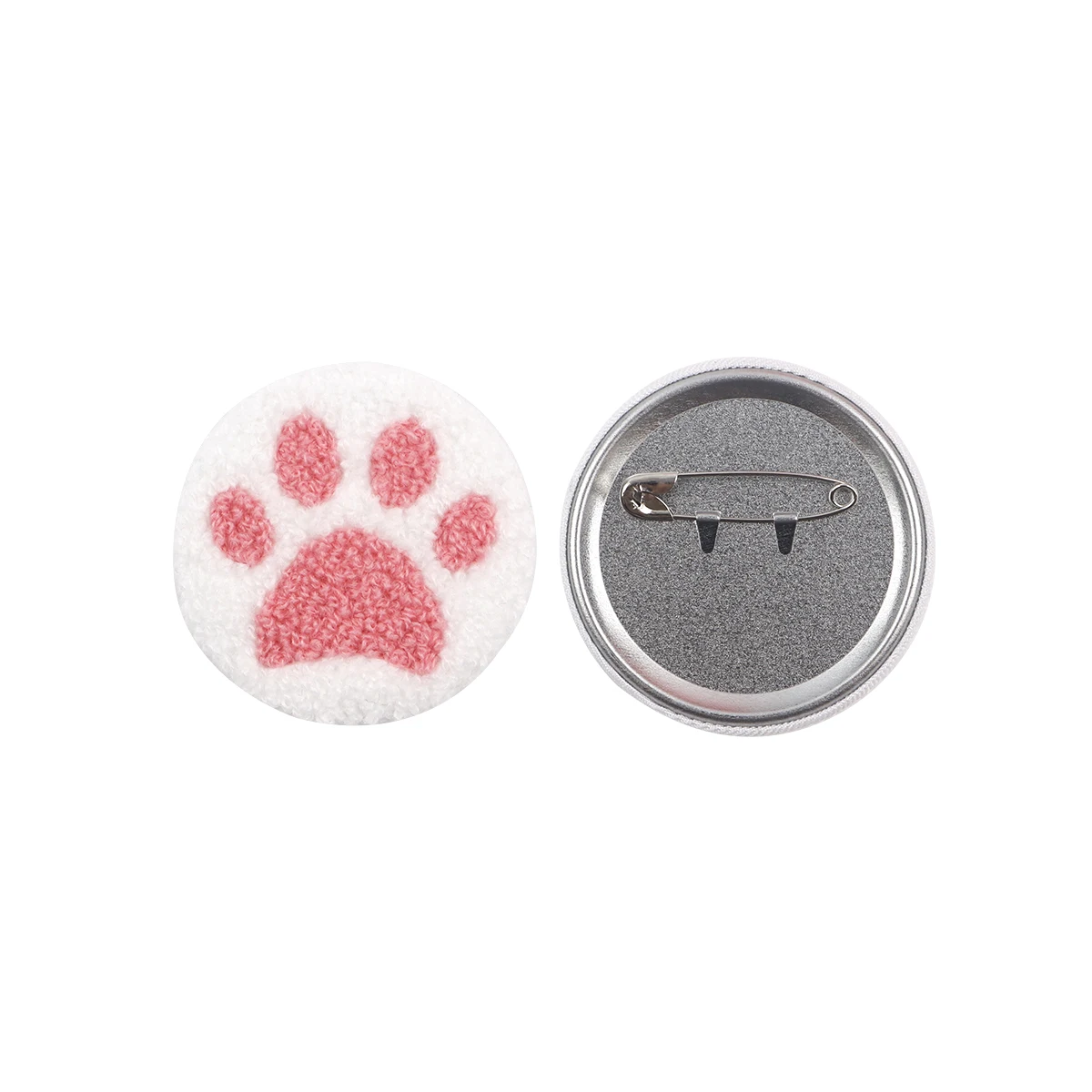 Pink Cat Claw Button Pins Tinplate Brooch Towel Embroidery Lapel Badges for Clothes Bags Backpacks Briefcase Accessories Gift