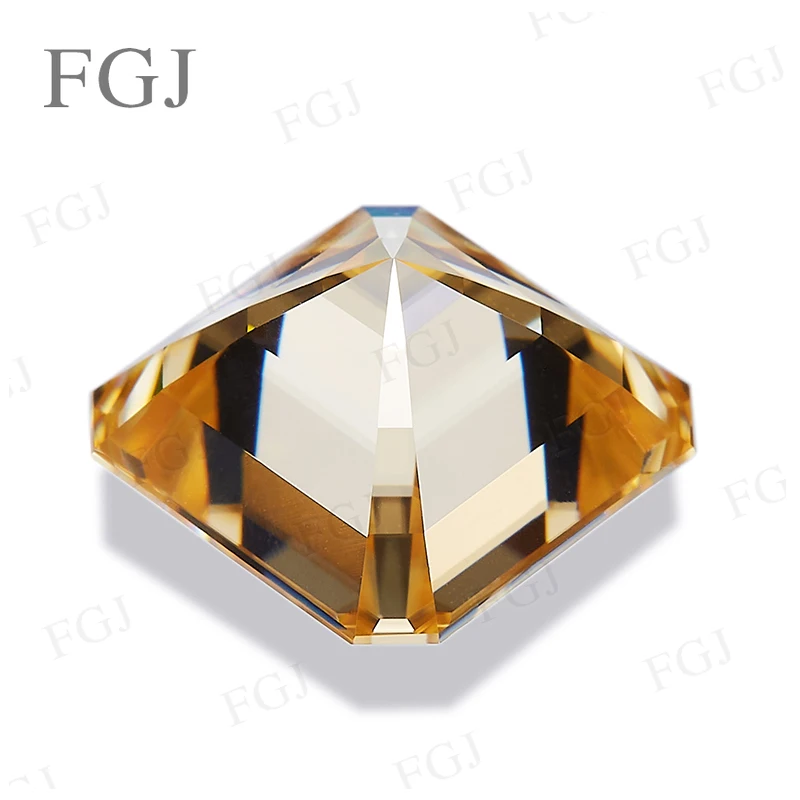 Top Kwaliteit Moissanite Diamond Asscher Vorm Lab Grown Edelsteen Champagne VVS1 Met GRA Mode Kralen Maken Verlovingscadeau DIY