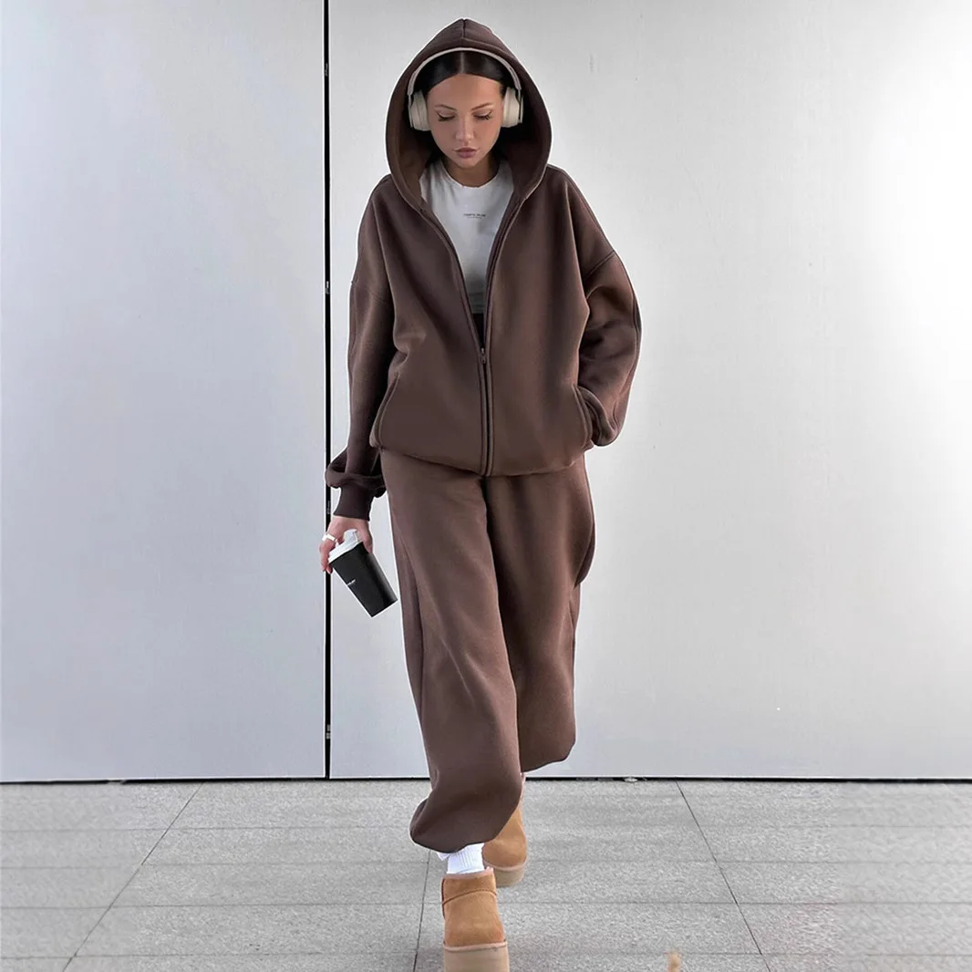 

Casual Women's Hooded Suit Fitness Sports Women Clothing Suit Loose Elastic Waist Jogging Pants 2025 Sports Pants Suit 2 Pieces