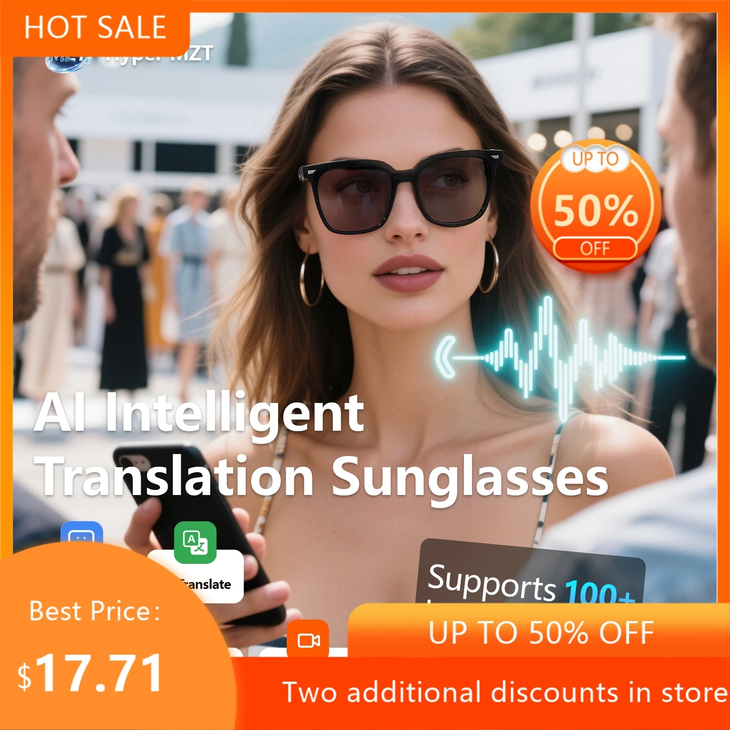 

Умные Bluetooth-очки с защитой от УФ-излучения для прослушивания музыки, звонков, вождения и навигации, поляризационные линзы, модель 2026 года