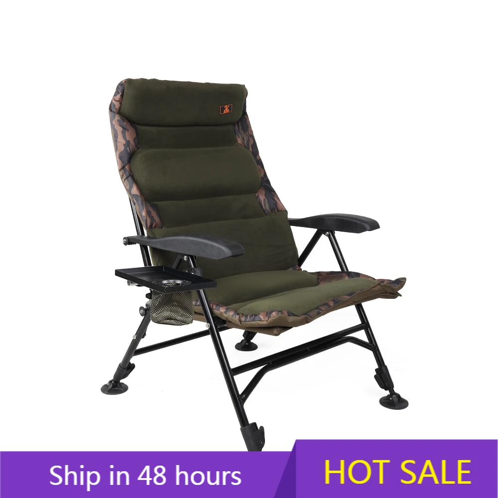 

YTYIN W.P.E New Adjustable Armrest Outdoor Fishing Feeder Thick Green Chair Foldable Portable Carp Cup Holder Bait Table Chair