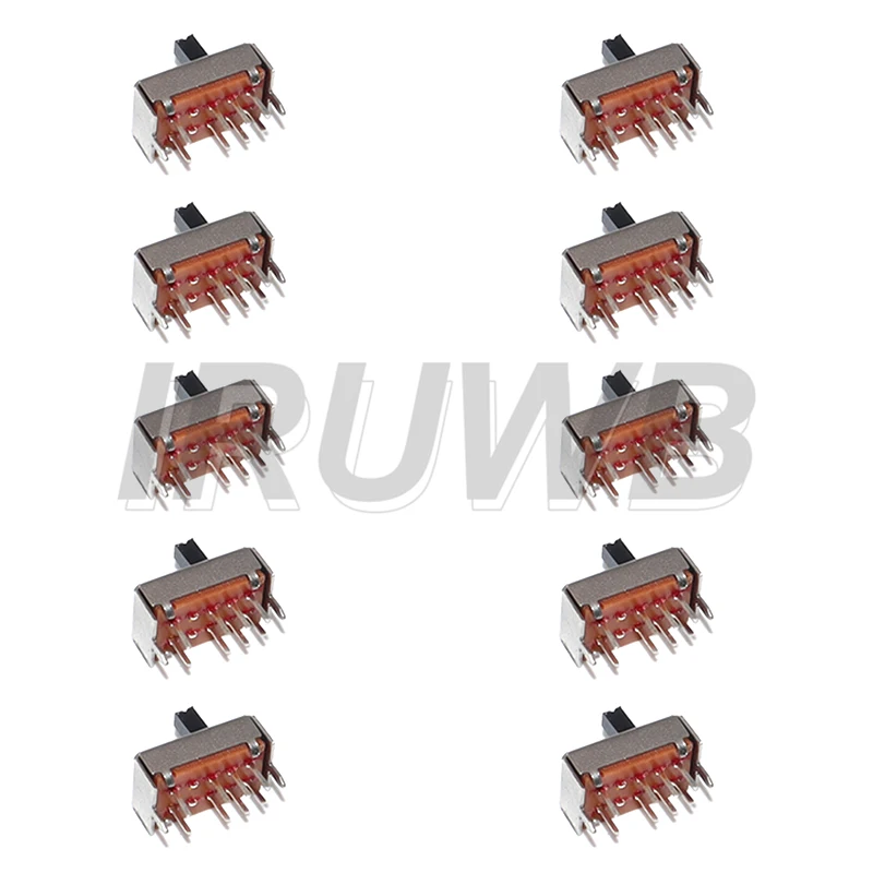 10PCS SS23D07 5MM Bracket 8 PINS 3 Position 2P3T Toggle Switch Double Vertical Sliding Switch Handle Length 5MM Bracket