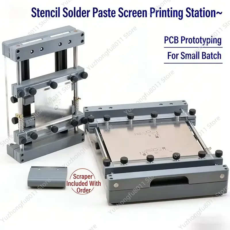 Manual Stencil Printer Desktop Screen Printing Machine Precision Alignment for Solder Paste 250x250mm