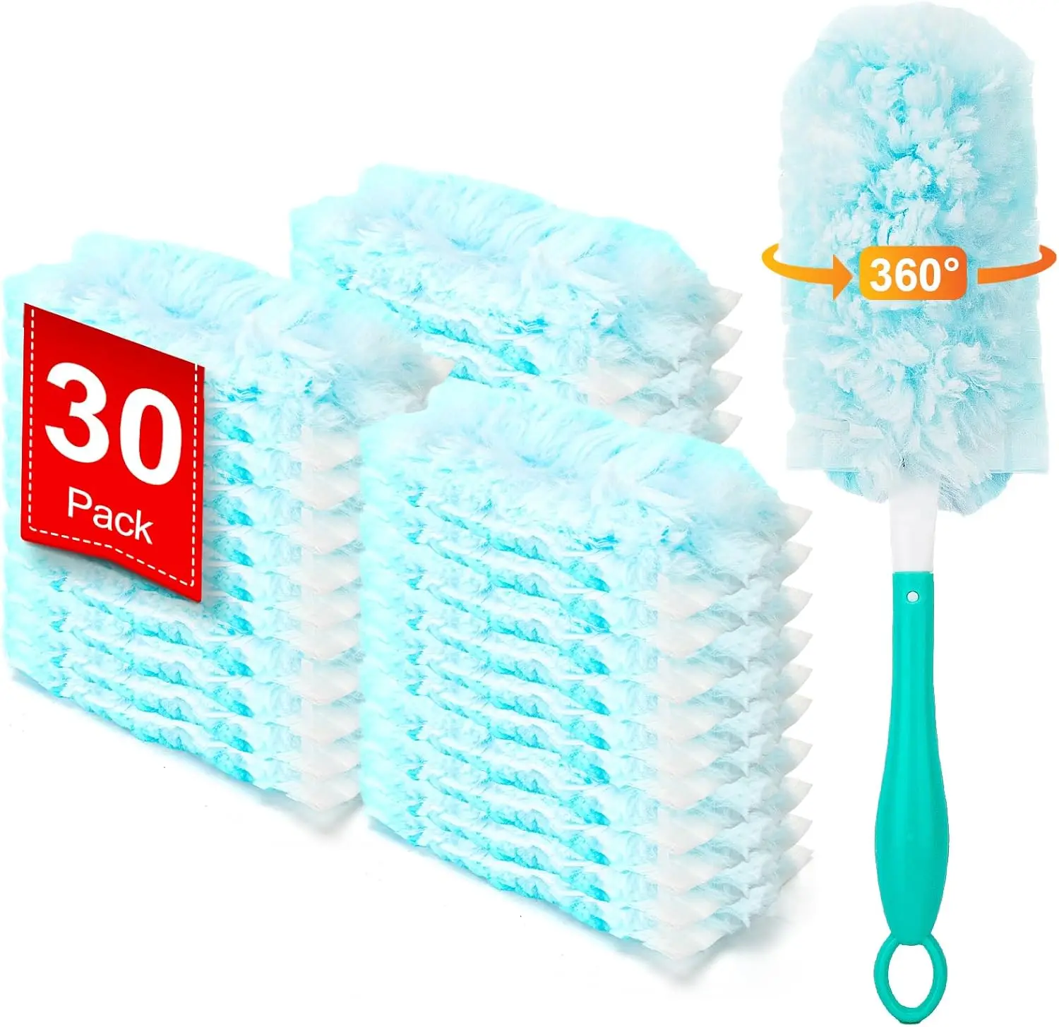 

Сменные насадки для швабры Heavy Duty Duster, 30 штук, для различных поверхностей, 360° ° С ручкой, из микрофибры, одноразовые, для уборки дома