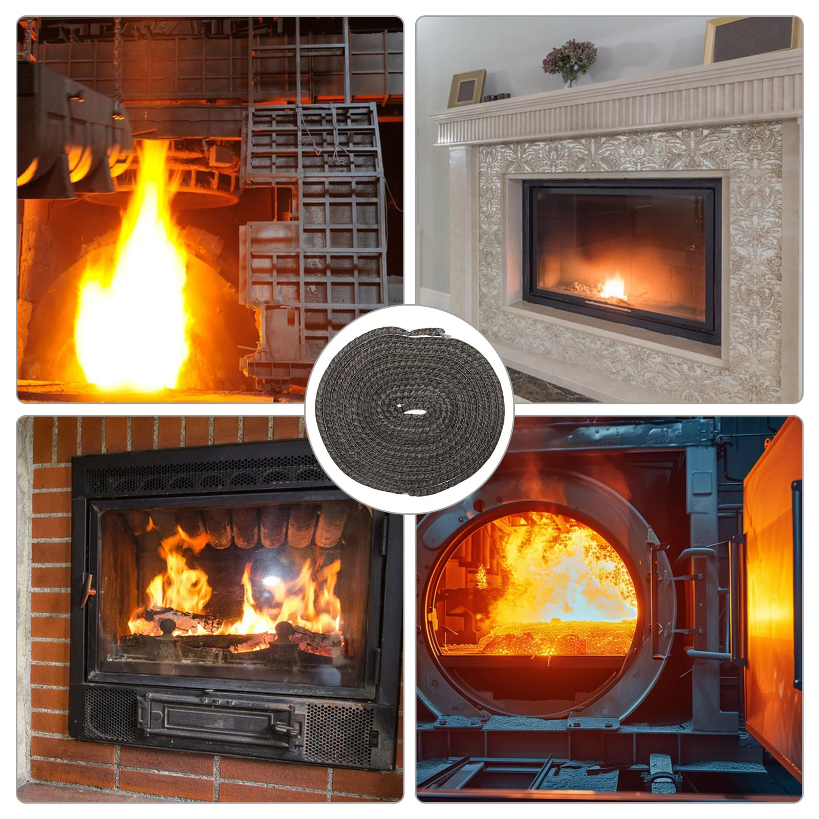 Fireplace Gasket Sealer Stove Rope Fiberglass Flat Sealing Log Burner Wood Fireplaces Liner Replacement