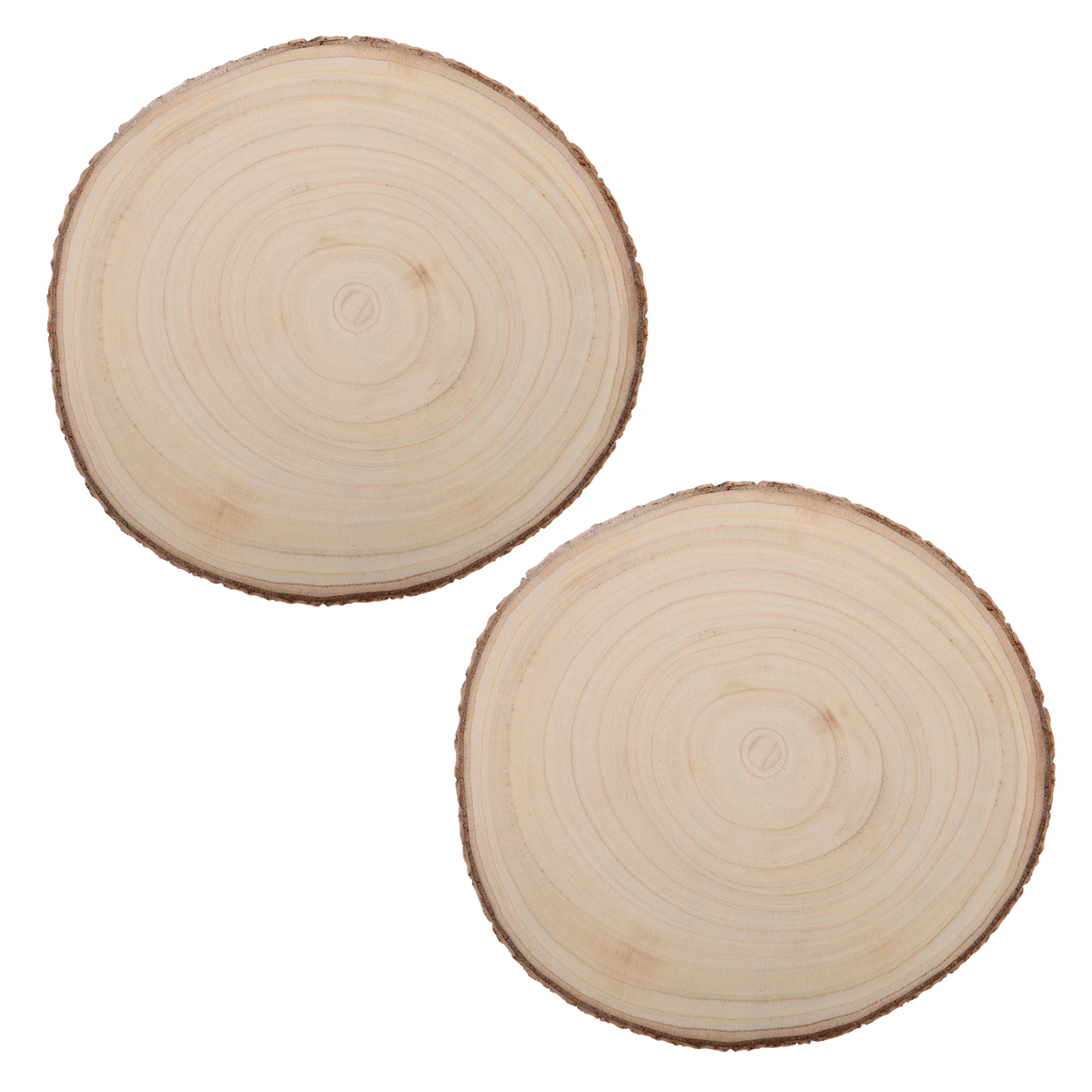 

2pcs Diy Lifelike Wood Slices Rustic Circles Blank Materials For Crafts Christmas Decor Bark Painting Unfinished
