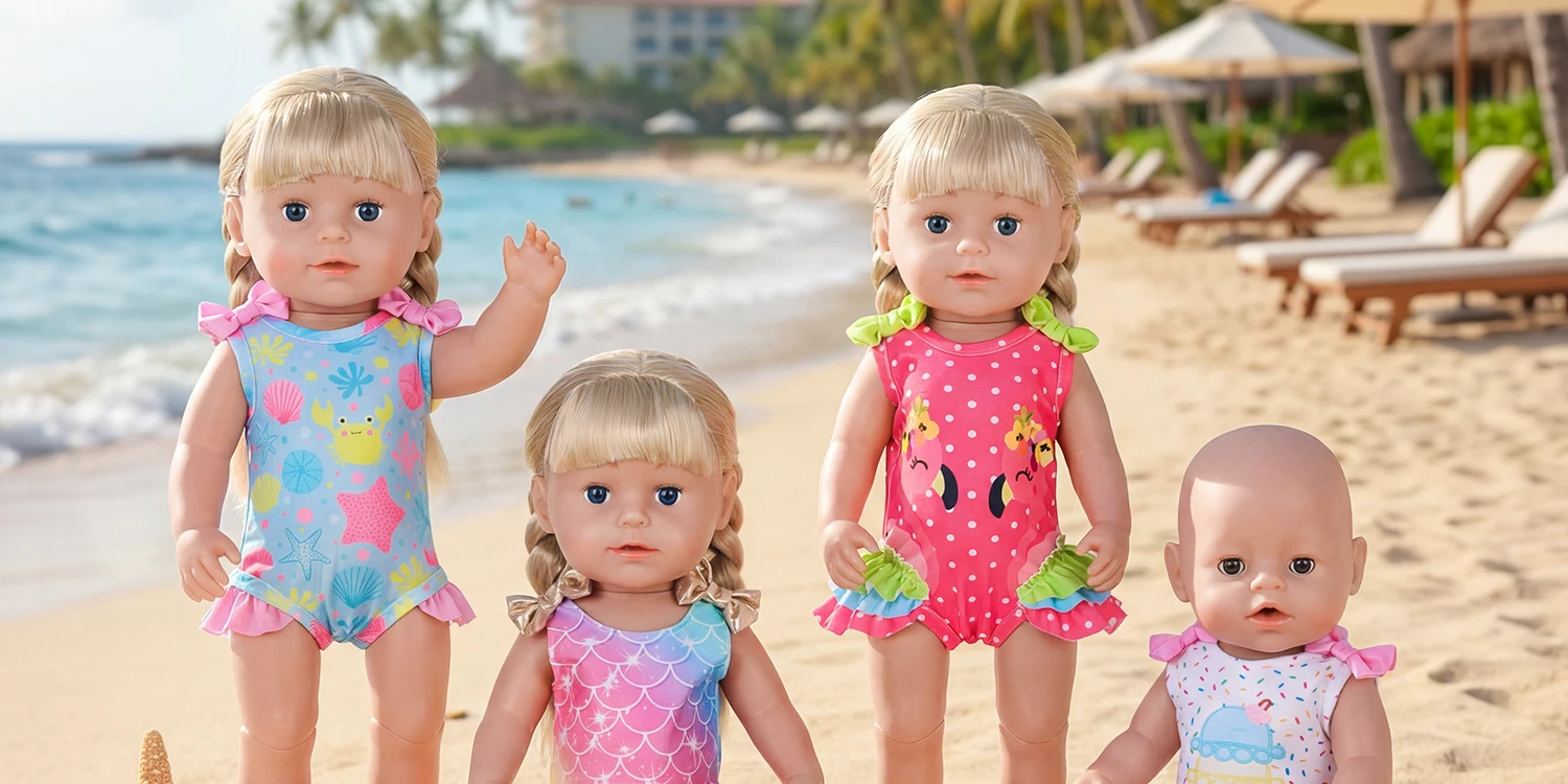 Sommer-Bikini-Puppenkleidung für 16-18 Zoll Babypuppen 2026 Neu 40-45cm Reborn-Puppenkleidung Mädchenspielzeug – Detail 1
