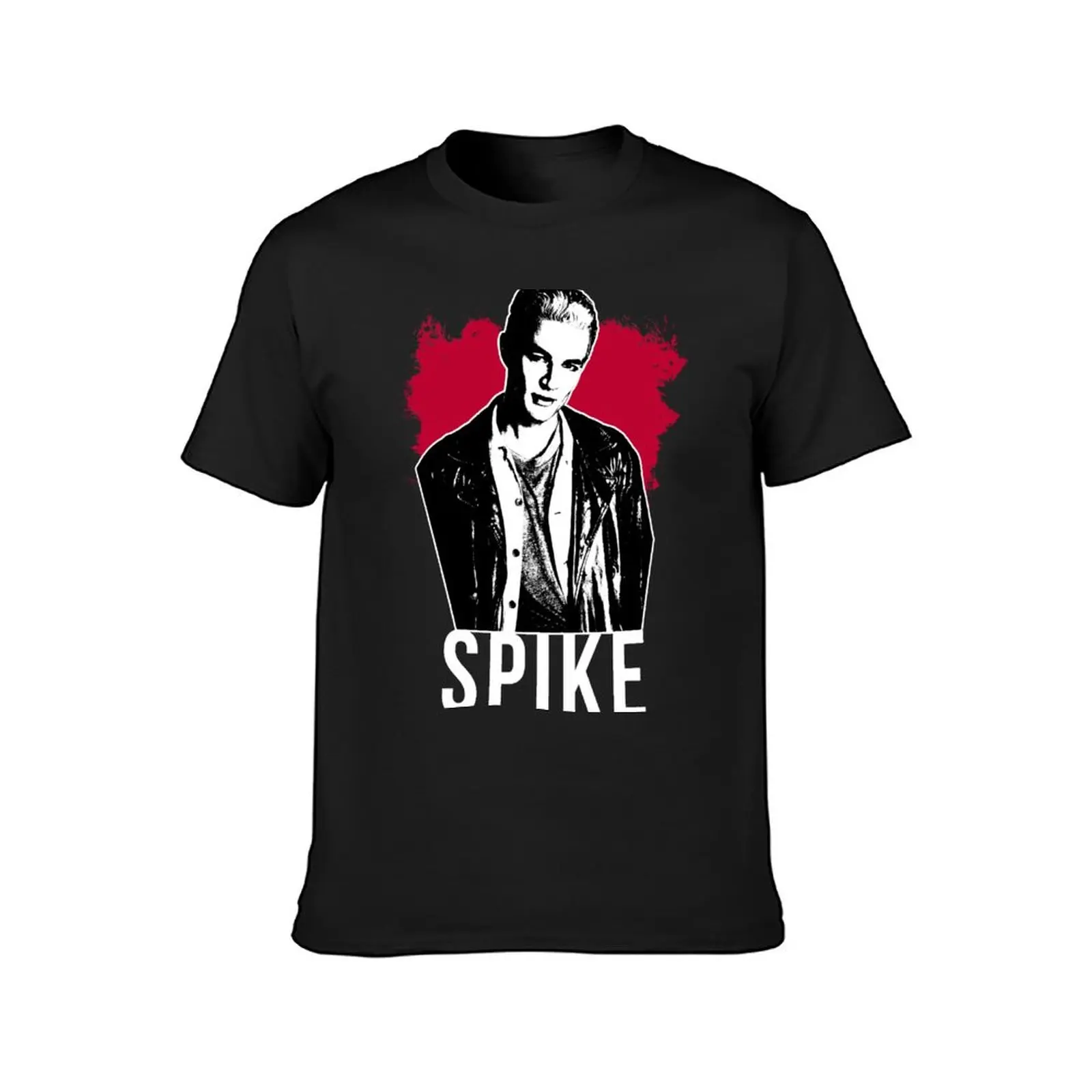 Spike the Vampire - Red with White Text (BtVS) T-Shirt summer top vintage blanks shirts graphic tees mens t shirts pack